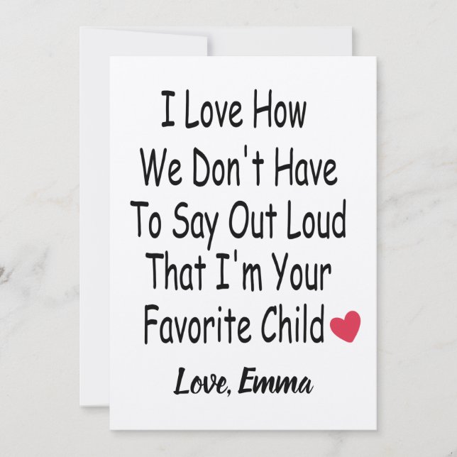 funny Personalized gift from Child for mom or dad  Holiday Card (Front)