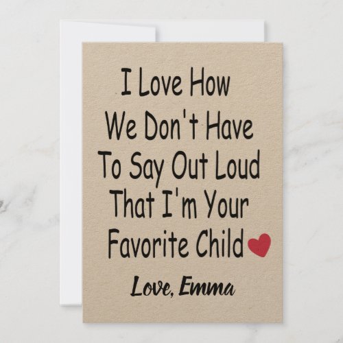funny Personalized gift from Child for mom or dad  Holiday Card