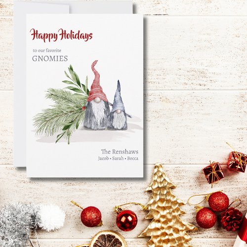 Funny Personalized  Gnome Christmas  Holiday Card