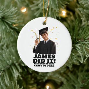 Funny Personalized Graduation Party Custom Photo Ceramic Ornament