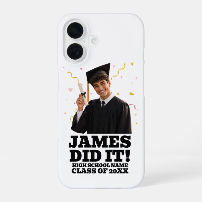 Funny Personalized Graduation Party Custom Photo iPhone Case (Back)