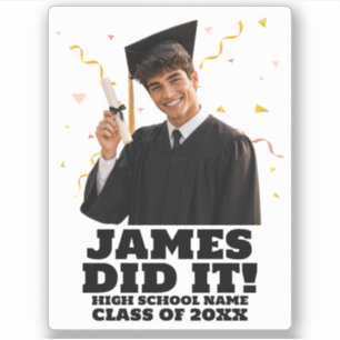 Funny Personalized Graduation Party Custom Photo Sticker