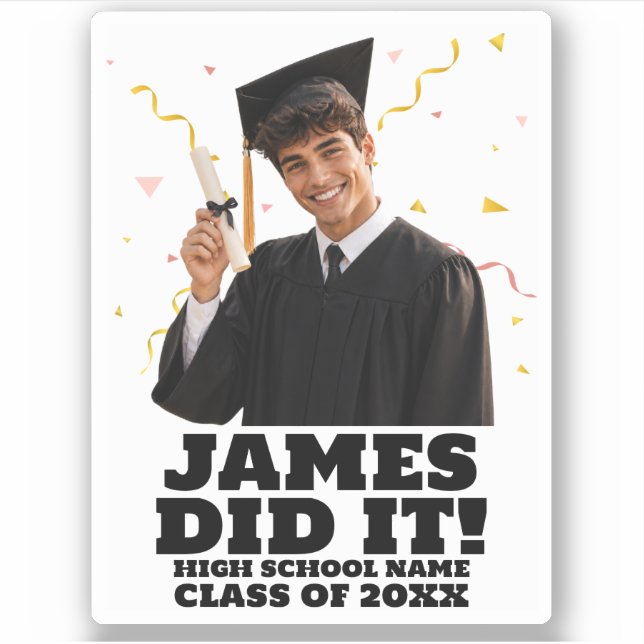 Funny Personalized Graduation Party Custom Photo Sticker (Front)