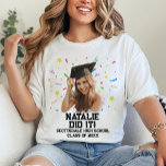 Funny Personalized Graduation Party Custom Photo T-Shirt<br><div class="desc">Get ready to celebrate the graduate's milestone with a touch of humor and a lot of personality with our White Funny Personalized Graduation Party Custom Photo T-Shirt! It's not just a shirt; it's a unique and memorable way to commemorate their achievements and bring laughter to the festivities. Imagine the laughter...</div>