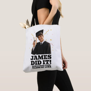 Funny Personalized Graduation Party Custom Photo Tote Bag