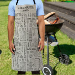 Funny Personalized Grill Chef BBQ Barbecue Master  Apron<br><div class="desc">A fun apron featuring a vintage looking pattern of various grilling tools set against a khaki tan background.  Add two lines of custom text to personalize. Perfect for anyone who loves to barbecue,  grill and cook.  Makes a perfect Father's Day,  birthday or holiday gift.</div>