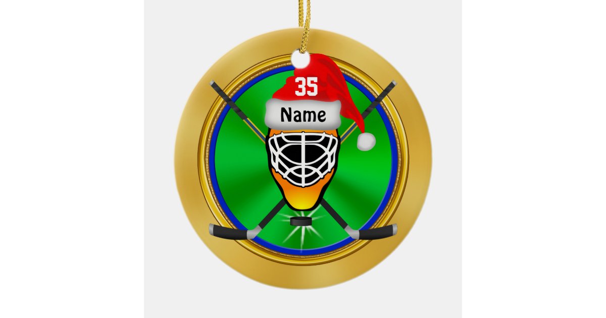 Personalized hockey christmas ornaments