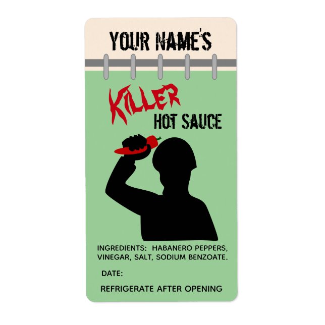 Funny Personalized Hot Sauce Labels Shower Killer (Front)