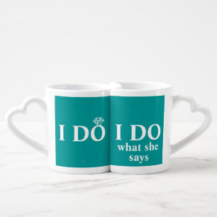 Funny Personalized "I Do" Wedding Anniversary Coffee Mug Set