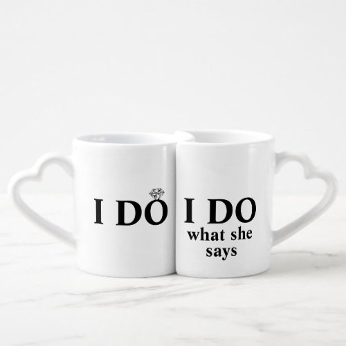 Funny Personalized I Do Wedding or Anniversary Coffee Mug Set