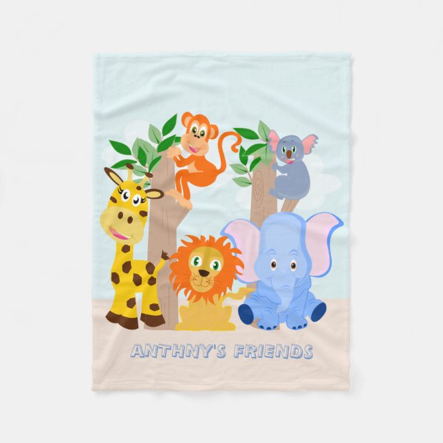 Funny personalized jungle fleece blanket (Front)