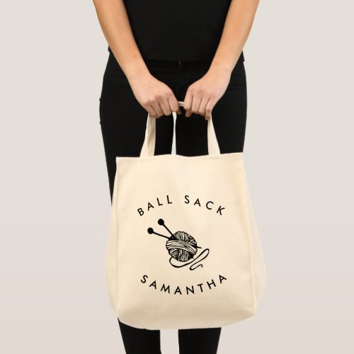 Funny Personalized Knitting Ball Sack Tote Bag