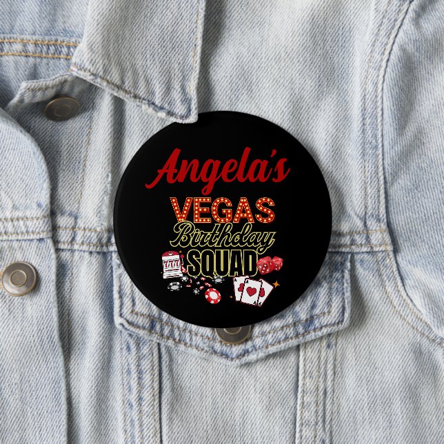 Funny Personalized Las Vegas Birthday Party Squad  Button (In Situ)