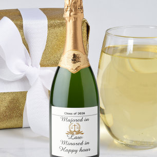 Funny personalized law graduation sparkling wine label