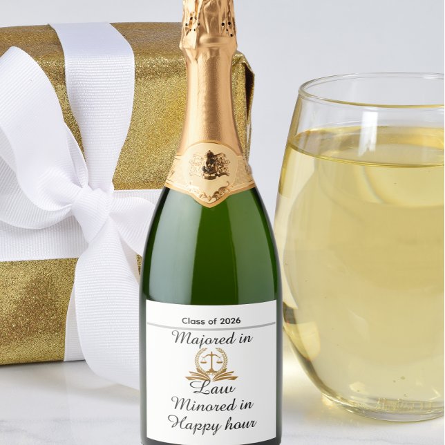 Funny personalized law graduation  sparkling wine label (Creator Uploaded)