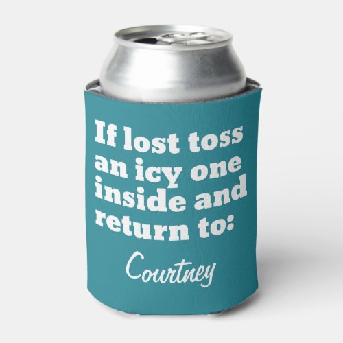 Funny Personalized Lost Can Sleeve White and Blue Can Cooler