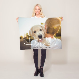 Funny Personalized Love Paw Print Dog Lover Photo Fleece Blanket
