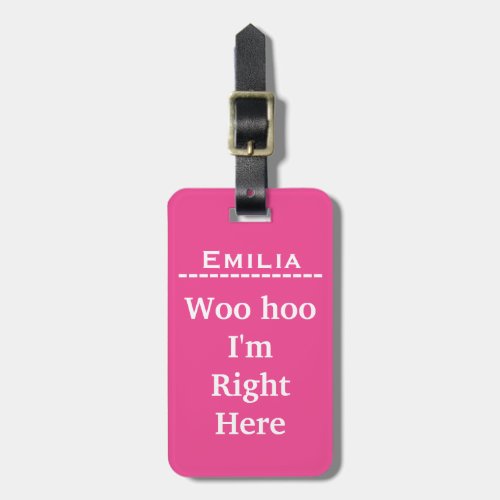 Funny Personalized Luggage Tag  Pink