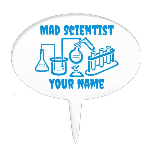 Funny Personalized Mad Scientist Cake Topper