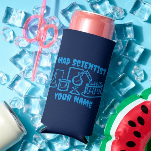 Funny Personalized Mad Scientist Seltzer Can Cooler