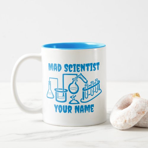 Funny Personalized Mad Scientist Two_Tone Coffee Mug