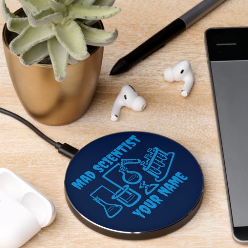 Funny Personalized Mad Scientist Wireless Charger