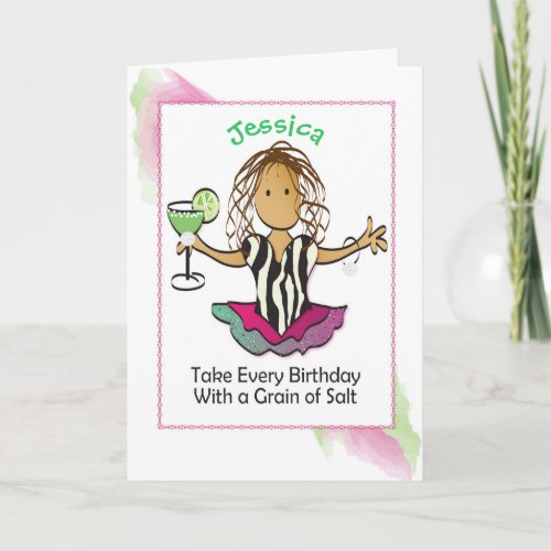 Funny Personalized Margarita Birthday Card for Her