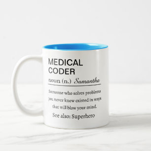 Funny Personalized Medical Coder Definition Two-Tone Coffee Mug