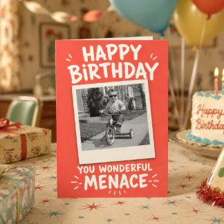Funny Personalized Menace Birthday Card With Photo