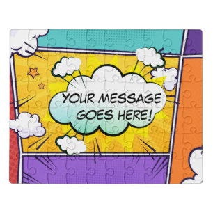 Funny personalized message comic book style trendy jigsaw puzzle