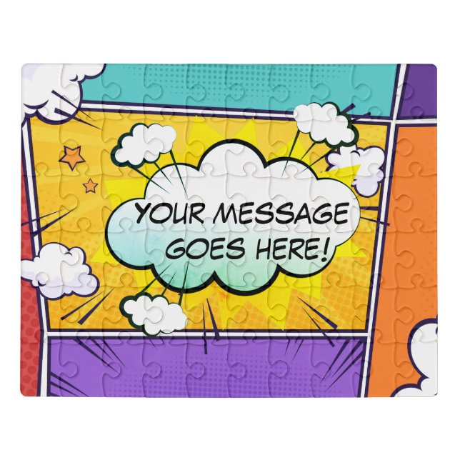Funny personalized message comic book style trendy jigsaw puzzle (Puzzle Horizontal)