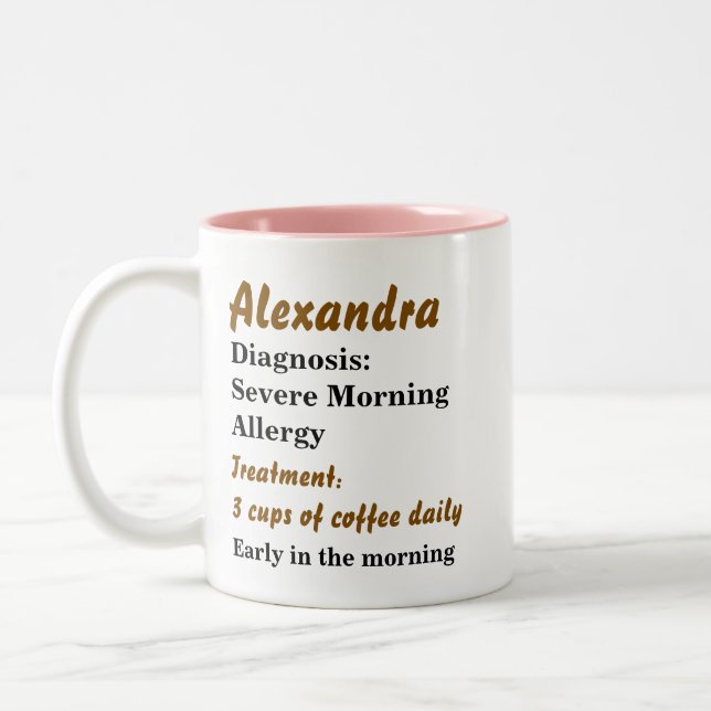 Funny Personalized Morning Allergy  Two-Tone Coffee Mug (Left)