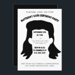 Funny Personalized Mullet Hairstyle Birthday Party Invitation<br><div class="desc">These funny party invitations are ready to be customized with all of your party information and feature a fun cartoon style illustration of a men's mullet haircut making them perfect for over-the-hill birthdays and milestone parties for men with a nice,  manly black and white color scheme.</div>