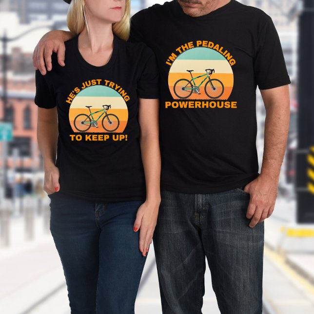 Funny Personalized Name Couple Biking  T-Shirt (Creator Uploaded)