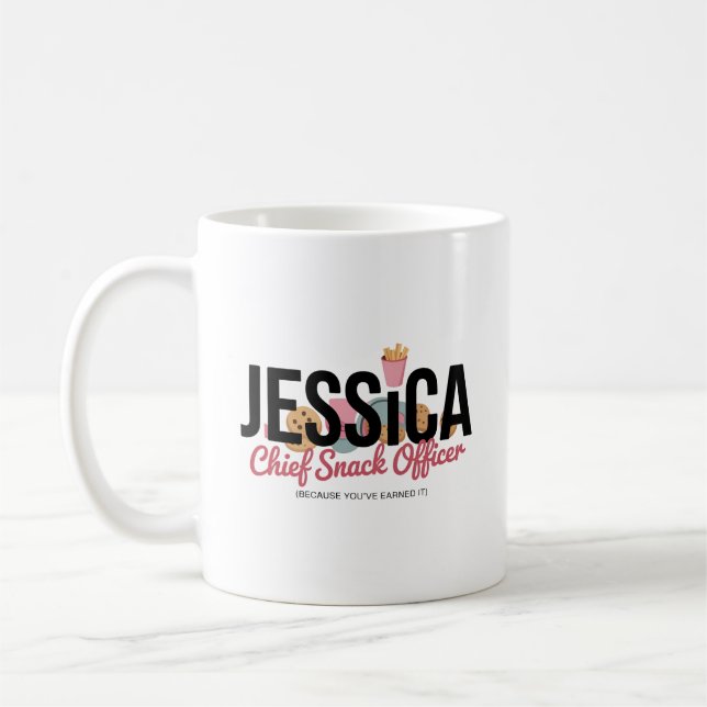 Funny Personalized Name Mug – Chief Snack Officer (Left)