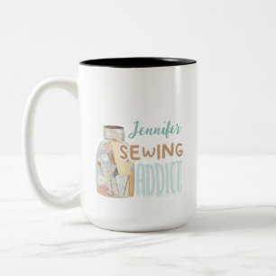 Funny Personalized Name Seamstress Sewing Addict Two-Tone Coffee Mug