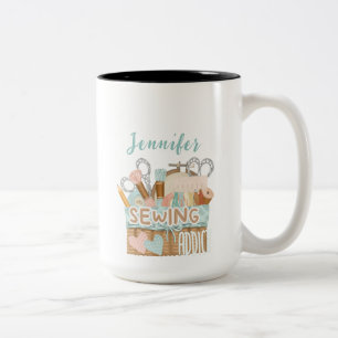 Funny Personalized Name Seamstress Sewing Addict Two-Tone Coffee Mug