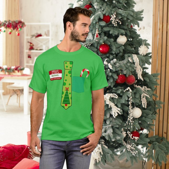 Funny Personalized Name Tag Christmas Tee (Creator Uploaded)