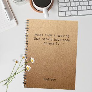 Funny Personalized Office Meeting Notes Notebook