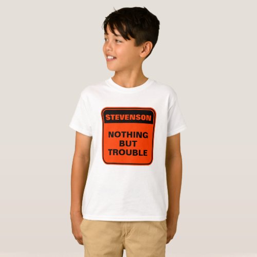 Funny personalized orange nothing but trouble kids T_Shirt