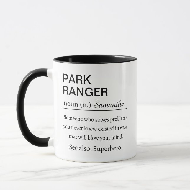 Funny Personalized Park Ranger Definition Gift Mug (Left)