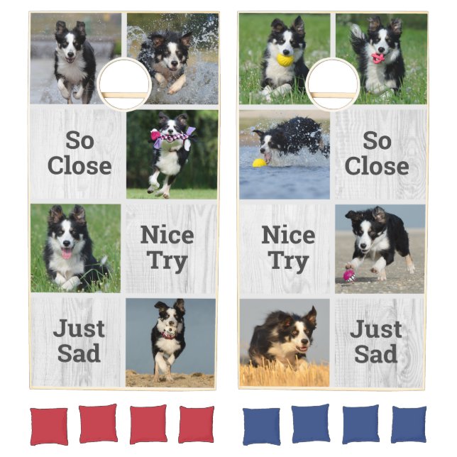 Funny Personalized Pet Dog Photo Collage Cornhole Set (Set)