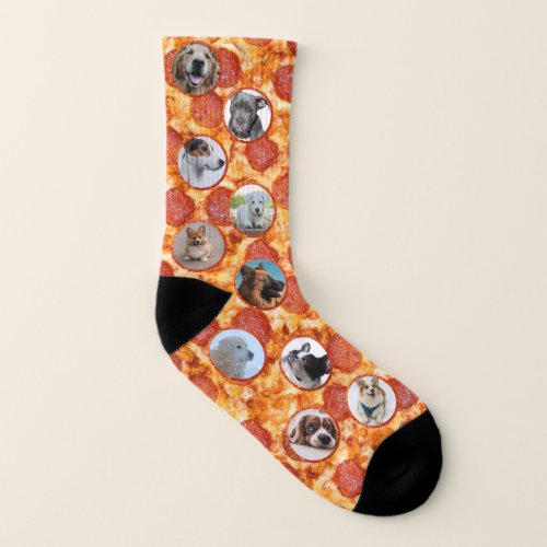 Funny Personalized Pet Photo  Pizza Pattern Socks