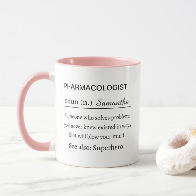 Funny Personalized Pharmacologist Definition Mug (With Donut)