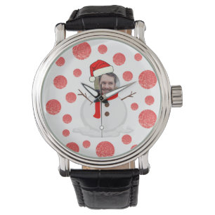 Funny Personalized Photo face snowman christmas Watch