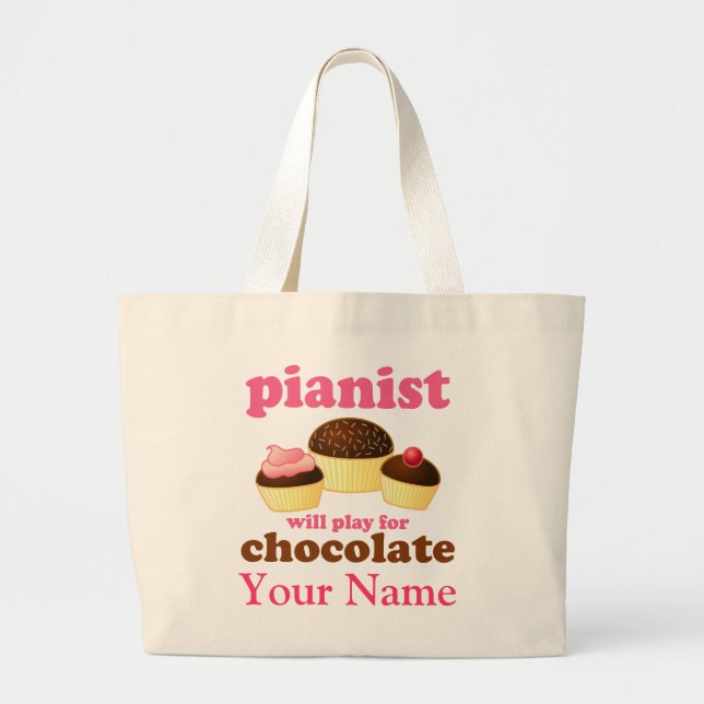 Funny Personalized Piano Music Tote Bag Gift (Front)