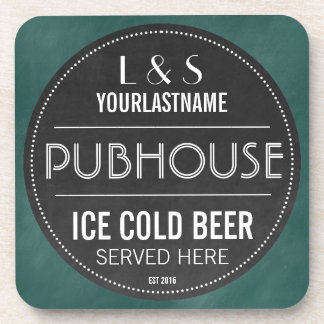 Funny Personalized Pubhouse Chalkboard Sign Beverage Coaster