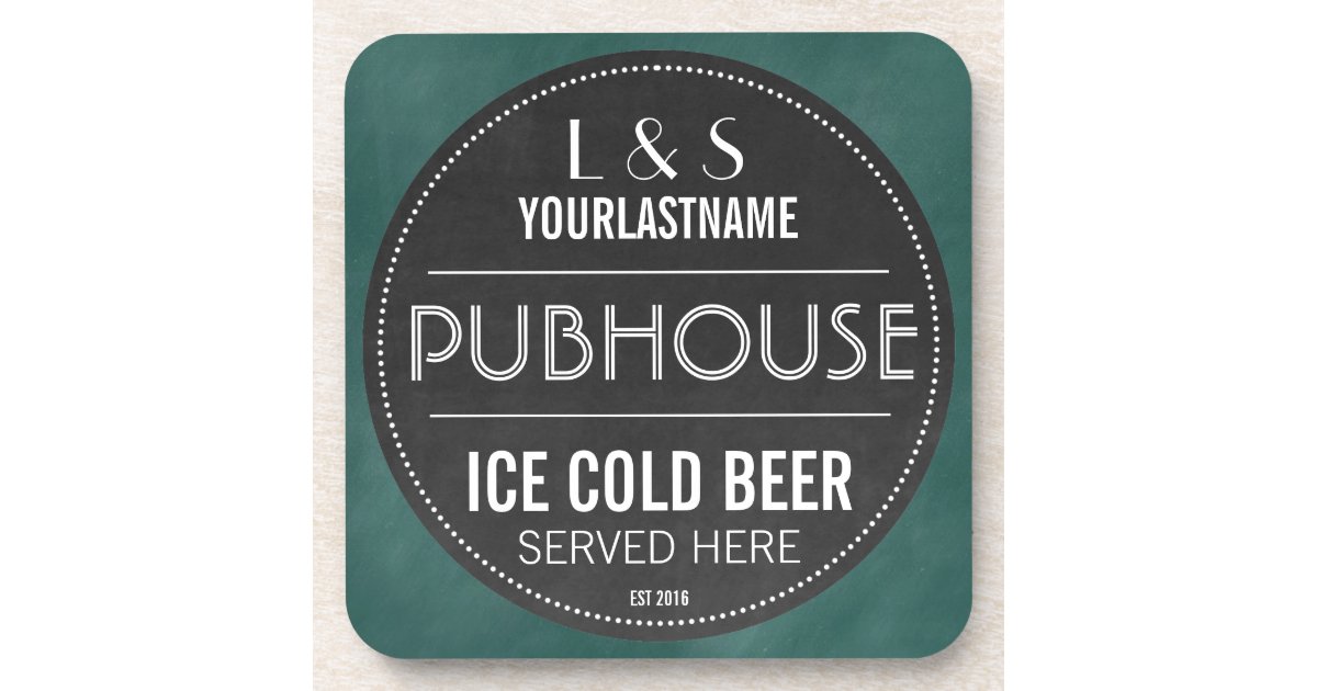 Funny Personalized Pubhouse Chalkboard Sign Beverage Coaster Zazzle Com