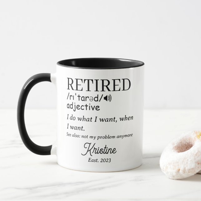 Funny Personalized Retired Definition Mug (With Donut)