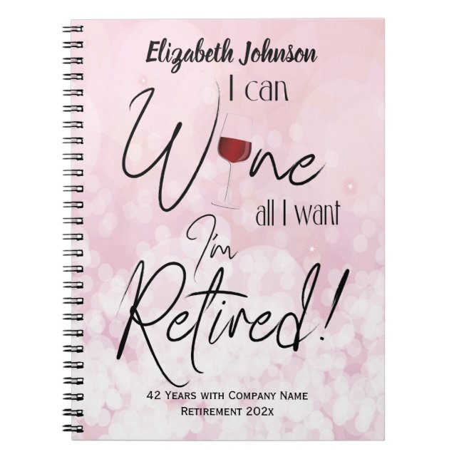 Funny Personalized Retirement Wine Notebook (Front)